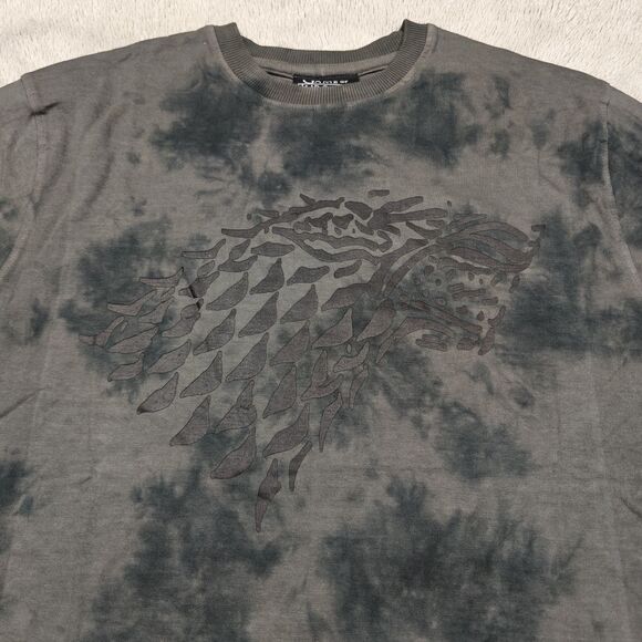 Game of Thrones Stark Black Gray Acid Wash Long Sleeve T-Shirt Men's S NWT - Picture 2 of 5